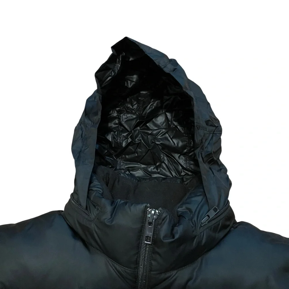 GAP Vintage 2009 Black Down Filled Puffer Vest Packable Hood Y2K Size Medium